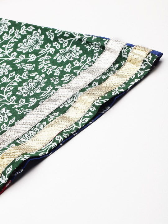 Floral Printed Pure Cotton Flared Maxi Skirt-4