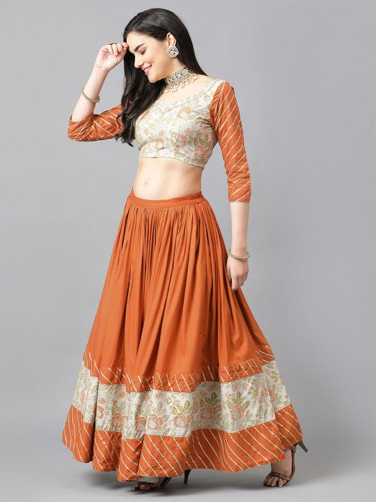 Floral Woven Design Gotta Patti Ready to Wear Lehenga & Blouse With Dupatta-4