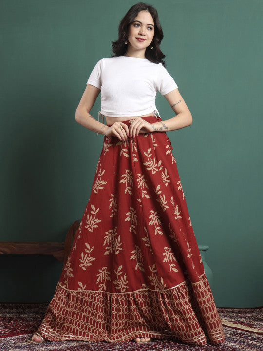 Printed Flared Maxi Skirts-2