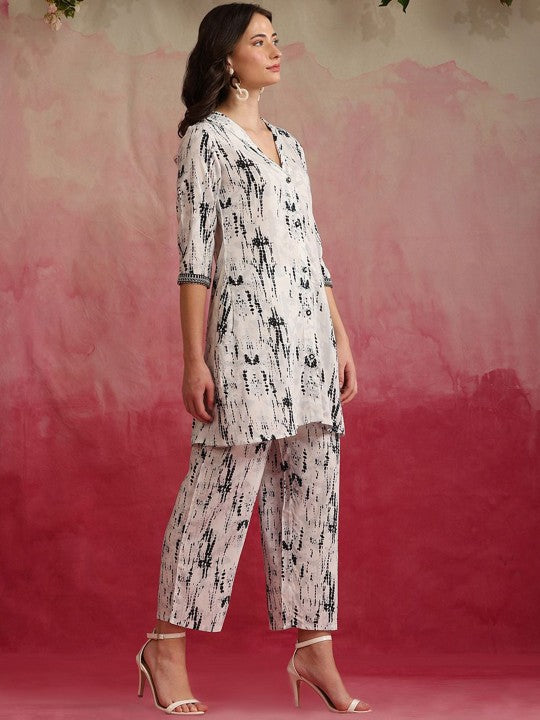 Abstract Printed Tunic With Trousers-3