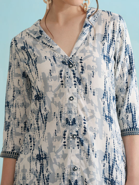Abstract Printed Tunic With Trousers-5