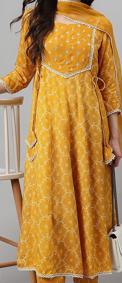 Ethnic Motifs Printed Sequinned Kurta with Palazzos & Dupatta-7