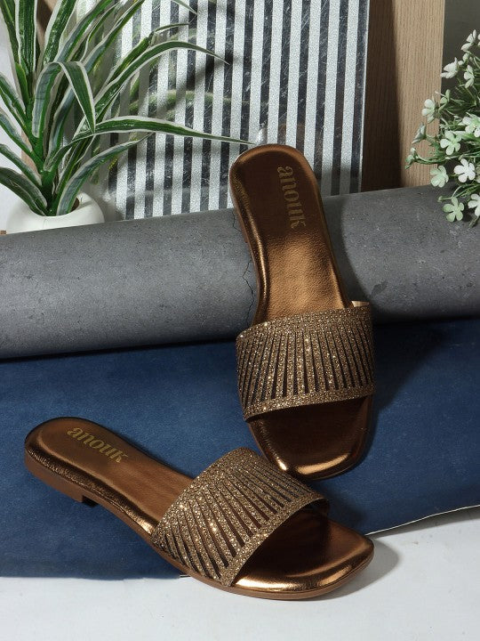 Women Embellished Party Open Toe Flats