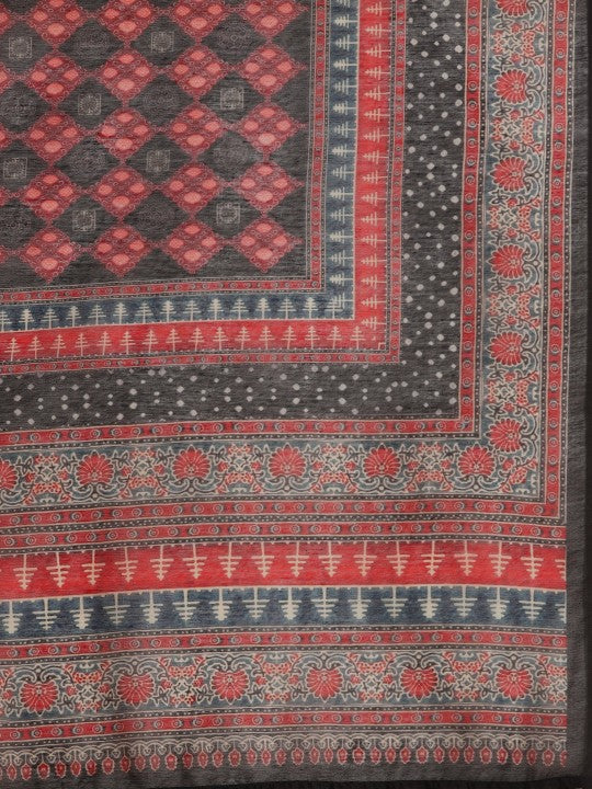 Women Black Ethnic Motifs Pure Cotton Kurta with Palazzos & Dupatta