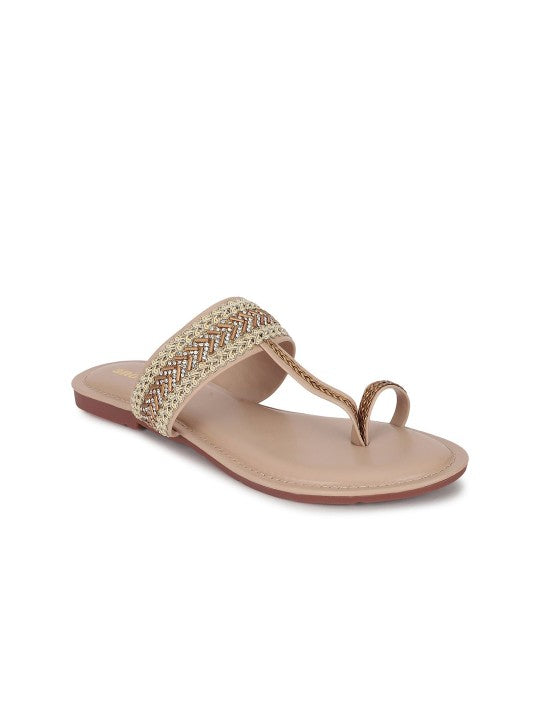Women Festive Embellished One Toe Flats-6