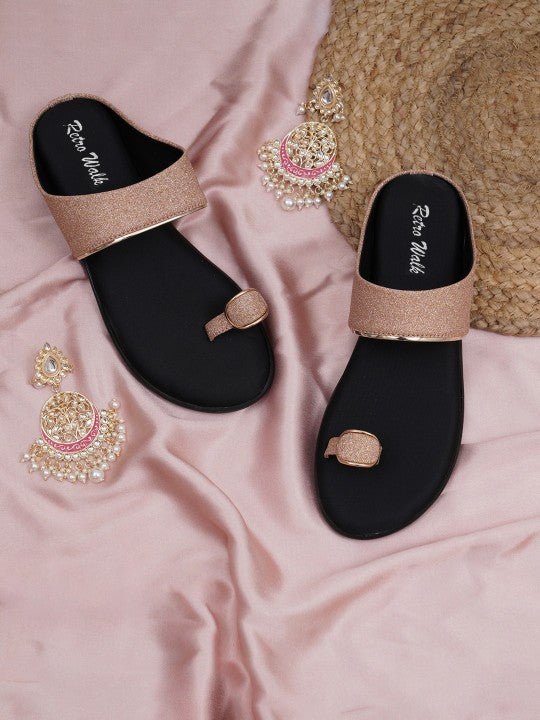 Embellished Retro Open Toe Flats