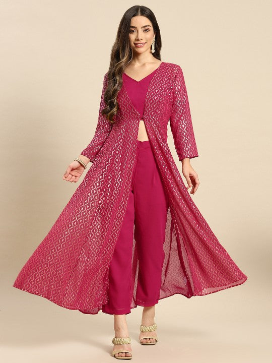 Black Ethnic Motifs Printed Pure Cotton Straight Kurta With Trousers & Dupatta-5