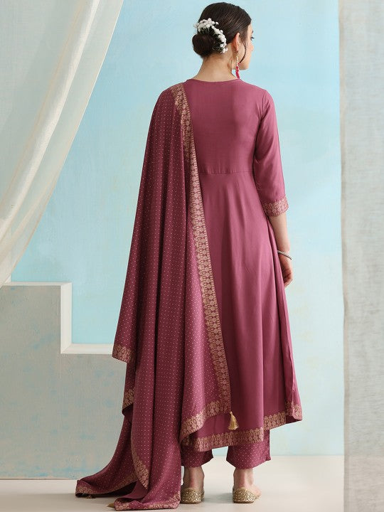 Embroidered Regular Sequinned Kurta with Palazzos & Dupatta-2