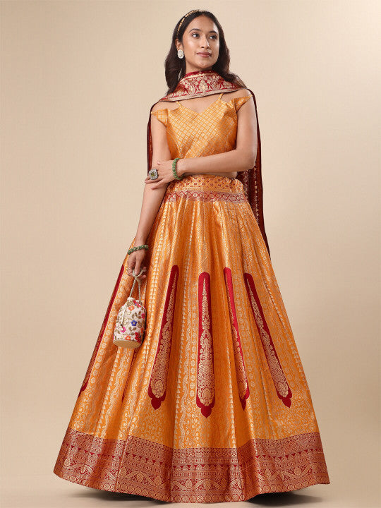 Navy Blue Lehenga & Unstitched Blouse With Dupatta-10