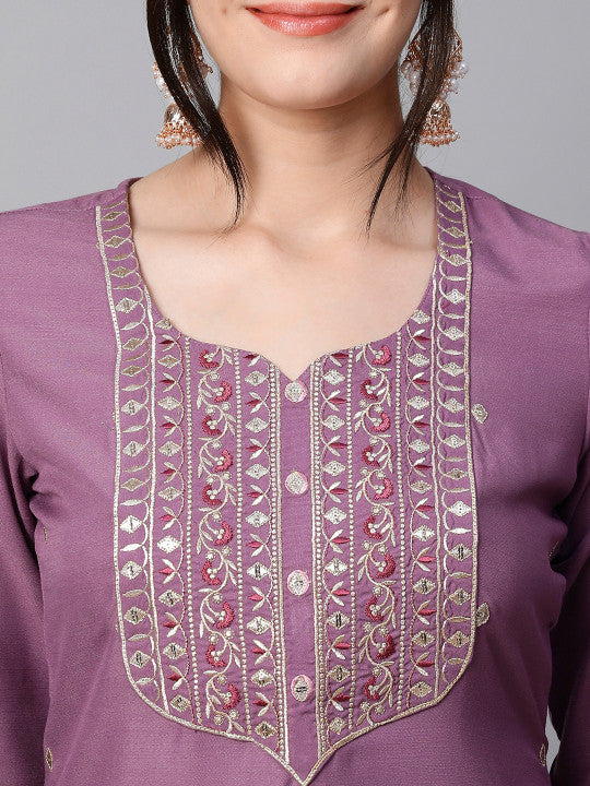 Women Ethnic Motifs Embroidered Regular Kurta With Trousers & Dupatta-8