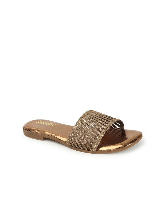 Women Embellished Party Open Toe Flats-6