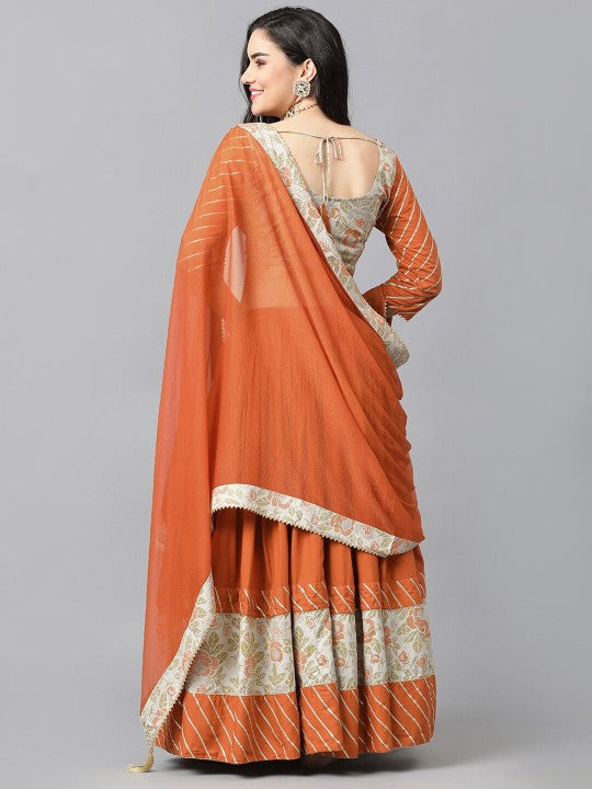 Floral Woven Design Gotta Patti Ready to Wear Lehenga & Blouse With Dupatta-3
