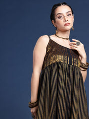 Striped Shoulder Straps Woven Legacy Ethnic Dresses