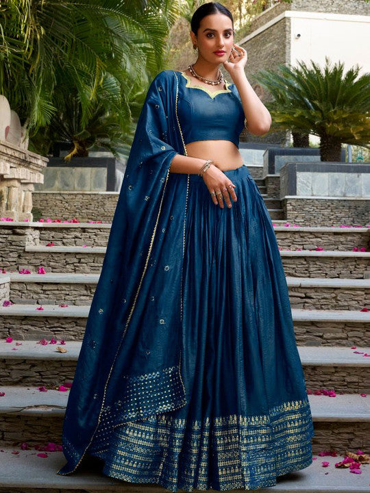 Embellished Ready to Wear Lehenga & Unstitched Blouse With Dupatta-23