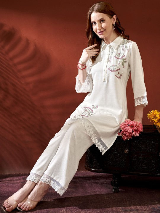 Embroidered Tunic With Trousers Co-Ords-3