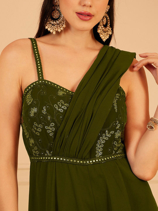 Self Design Shoulder Straps Ethnic Basic Jumpsuit-13