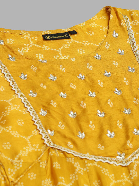 Ethnic Motifs Printed Sequinned Kurta with Palazzos & Dupatta-8