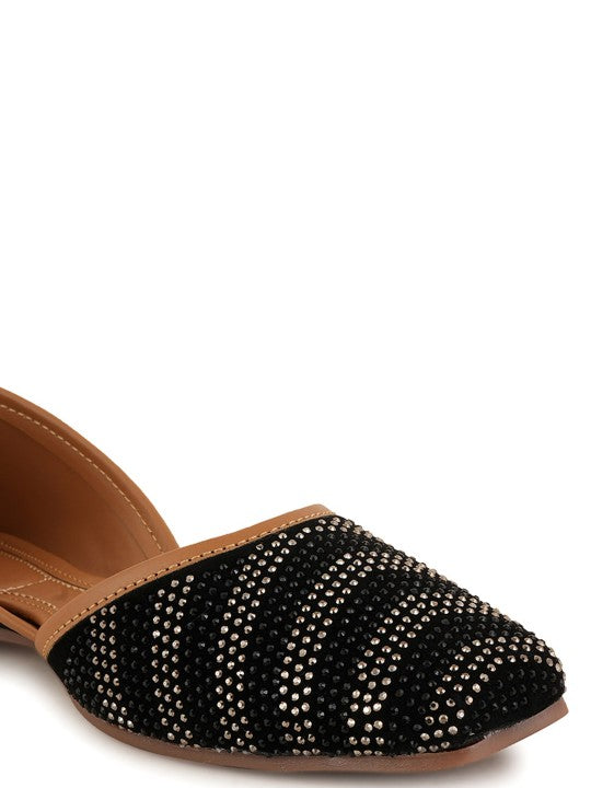 Embellished Stone Mojaris Flats-8