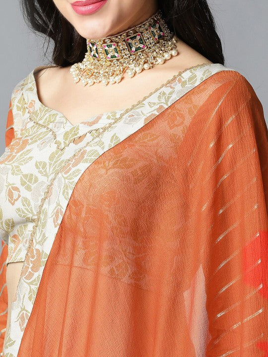 Floral Woven Design Gotta Patti Ready to Wear Lehenga & Blouse With Dupatta-2