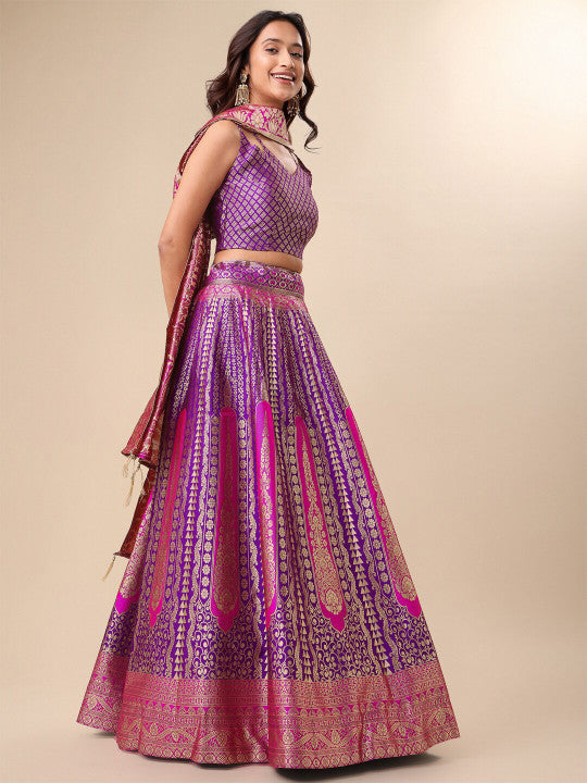 Navy Blue Lehenga & Unstitched Blouse With Dupatta-11