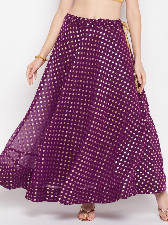 Printed Flared Maxi Skirt-4