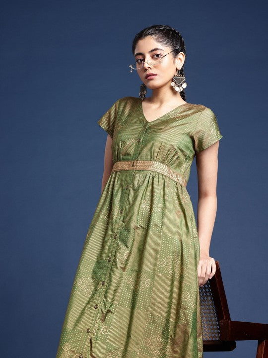 Festive Floral Printed Ethnic Dress-2