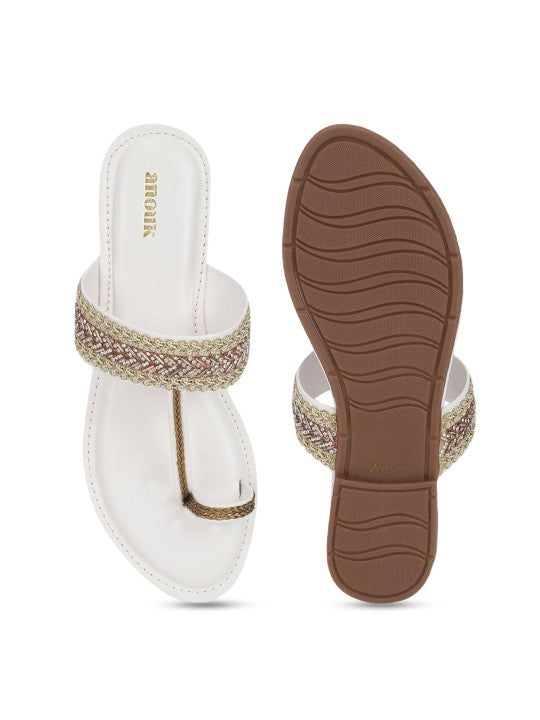 Women Festive Embellished One Toe Flats-9