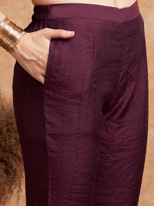 Ethnic Motifs Embroidered A-Line Kurta With Trouser