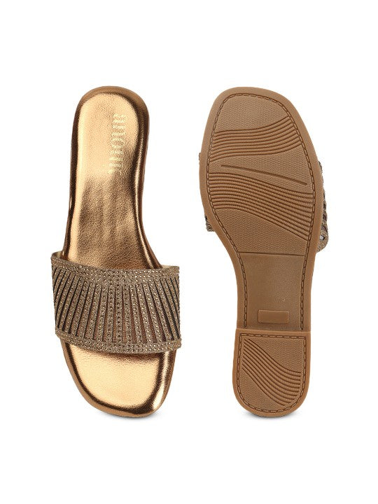 Women Embellished Party Open Toe Flats-3