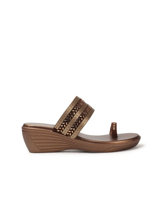 Women Textured Wedge Heel Sandals-7