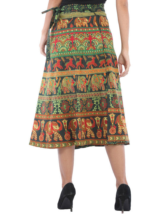 Mood Indigo Elephant & Deers Printed Wrap Around Skirt-10