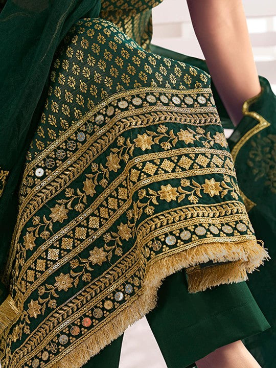 Zari Woven Embroidered Straight Kurta Set