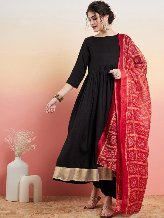Anarkali Kurta With Palazzo & Dupatta-1