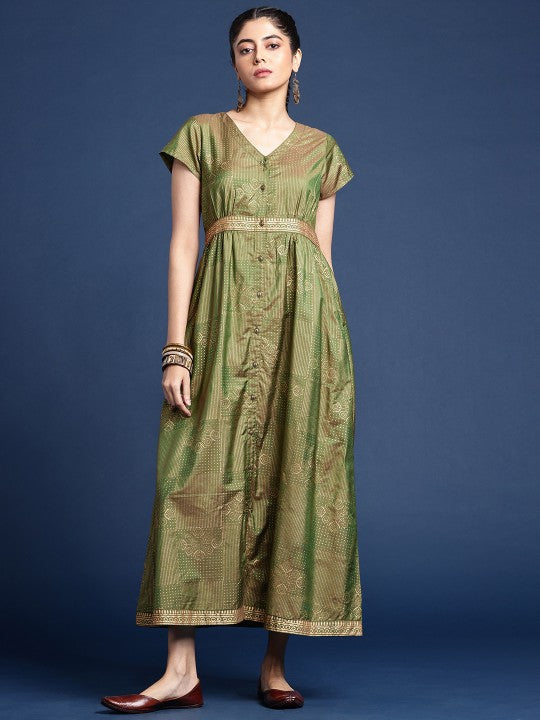 Festive Floral Printed Ethnic Dress-3