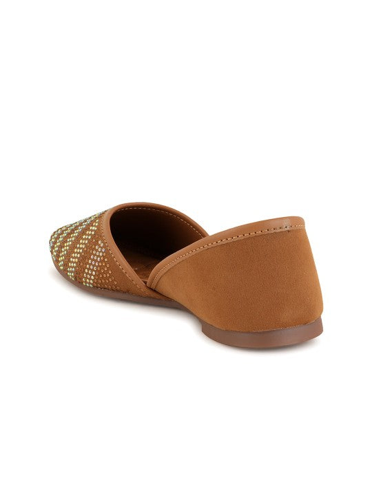 Embellished Stone Mojaris Flats-6