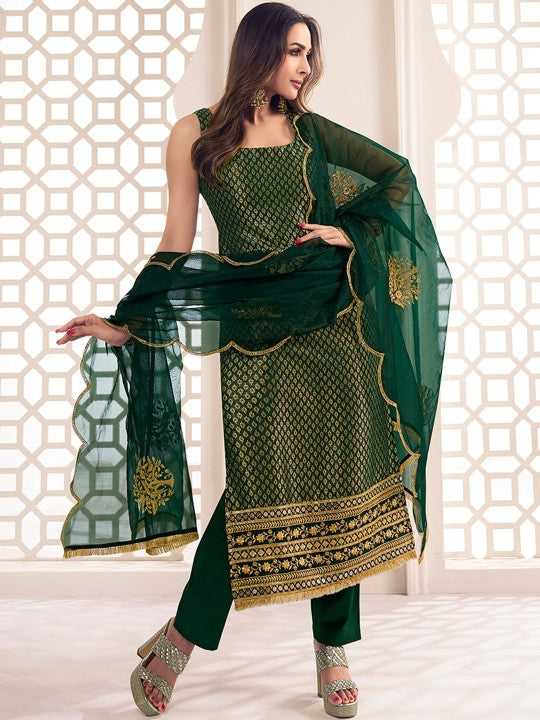 Zari Woven Embroidered Straight Kurta Set-5