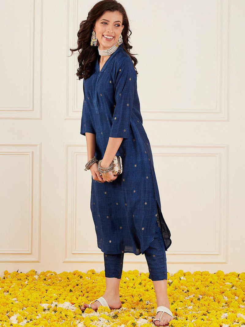 Ethnic Motifs Printed V-Neck Straight Kurta With Trouser-7