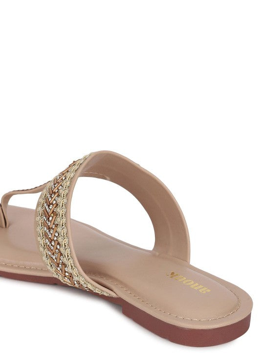 Women Festive Embellished One Toe Flats-5