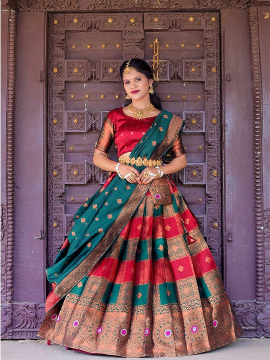 Woven Design Semi-Stitched Lehenga Choli With Dupatta