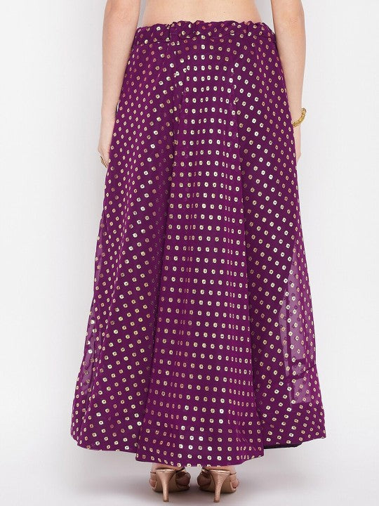 Printed Flared Maxi Skirt-6