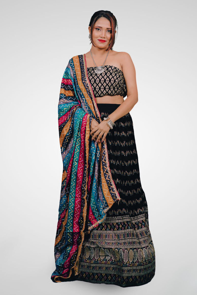Multicolor Vibrant Semi Stitched Lehenga Cholis-1