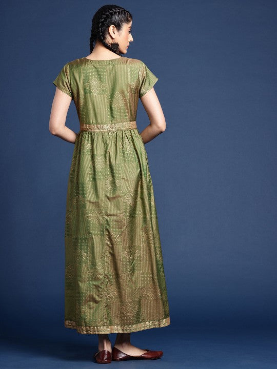 Festive Floral Printed Ethnic Dress