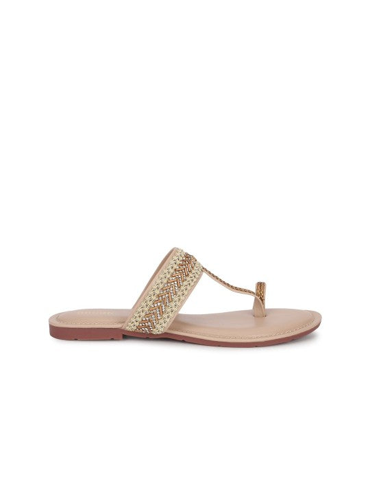 Women Festive Embellished One Toe Flats-7