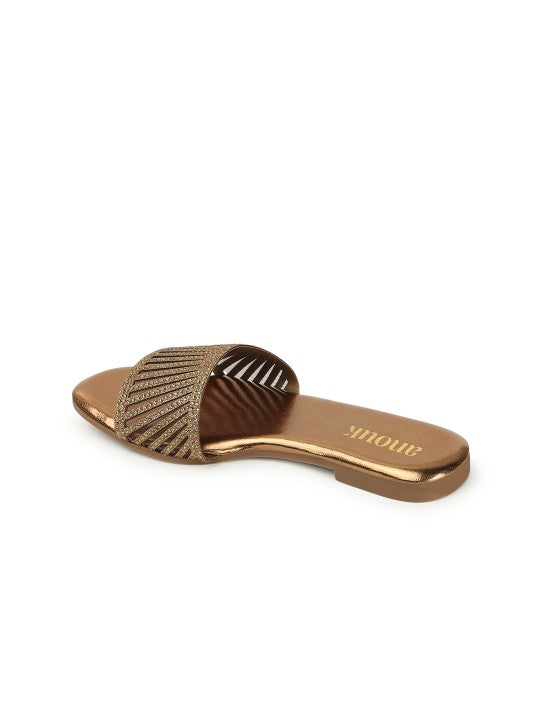 Women Embellished Party Open Toe Flats-5