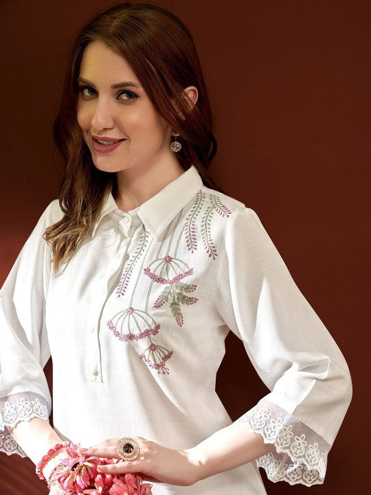 Embroidered Tunic With Trousers Co-Ords