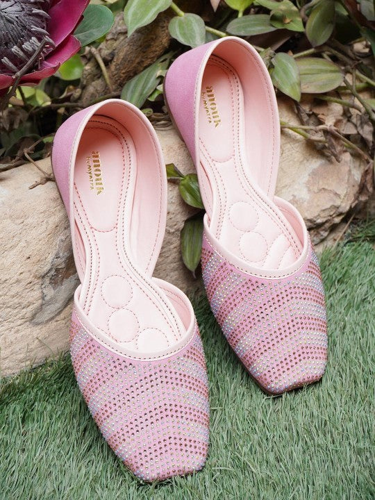 Embellished Stone Mojaris Flats-9