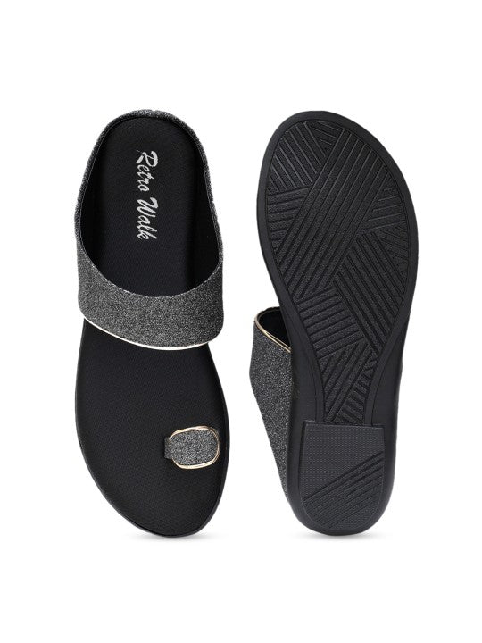 Embellished Retro Open Toe Flats