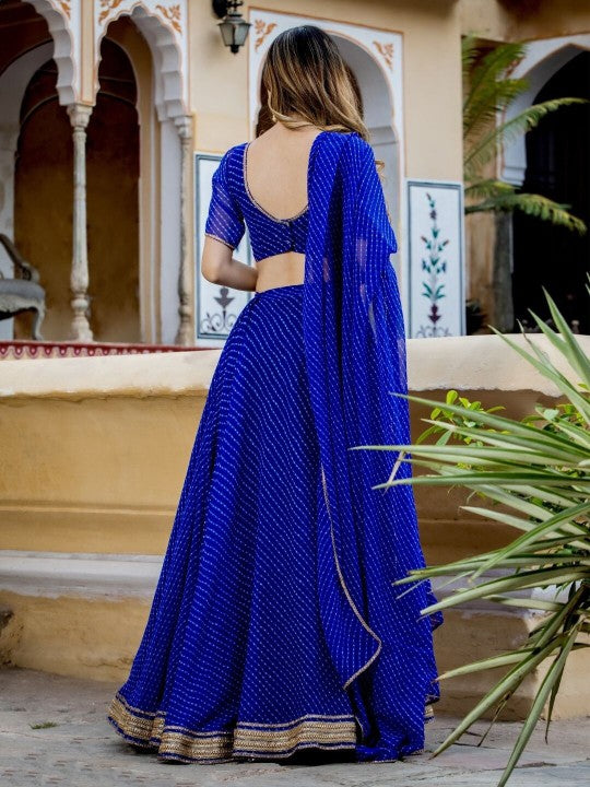 Printed Semi-Stitched Lehenga & Unstitched Blouse With Dupatta-2