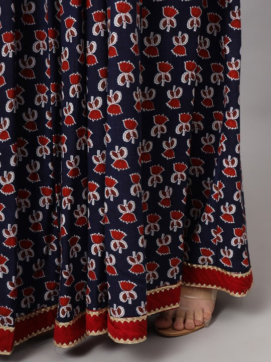 Printed Flared Maxi Skirt-4