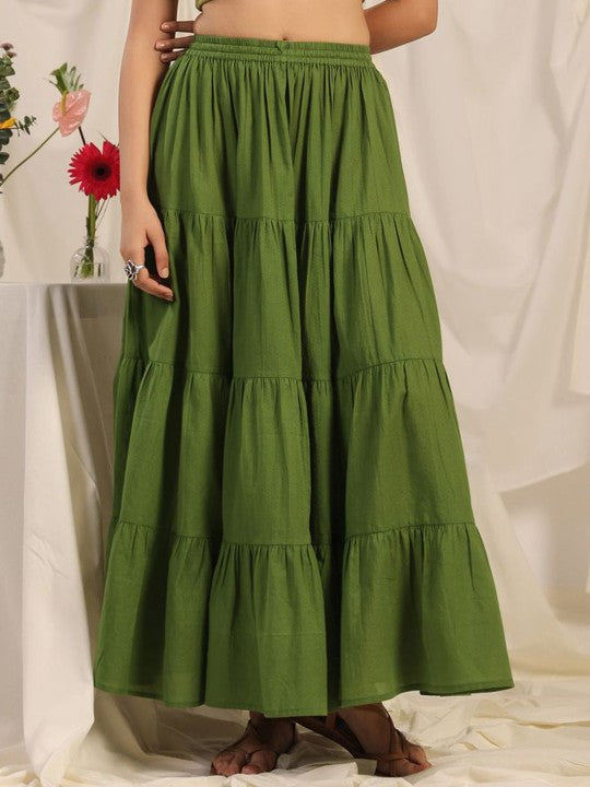 Anayna Pure Cotton Flared Maxi Skirt-1
